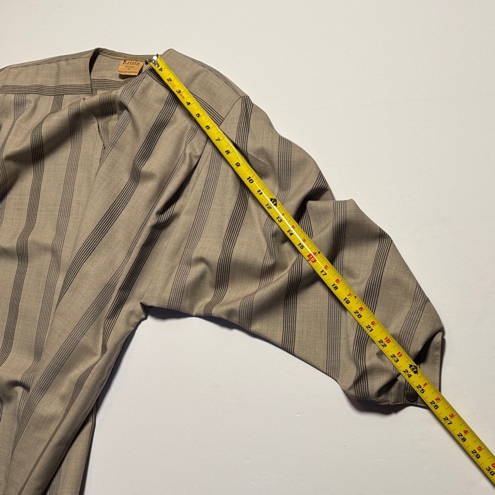 VINTAGE KRIZIA 90's Bergdorf Goodman Striped‎ Neutral Midi Tunic Dress RARE M? - Picture 7 of 13